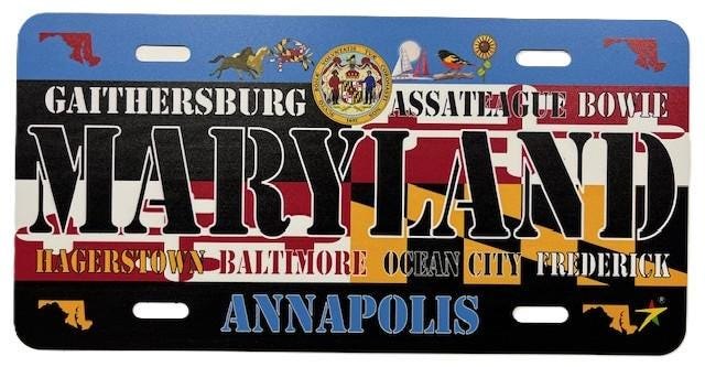 Maryland - MD State Aluminum License Plate Tag Size - 12"x6" Made in USA