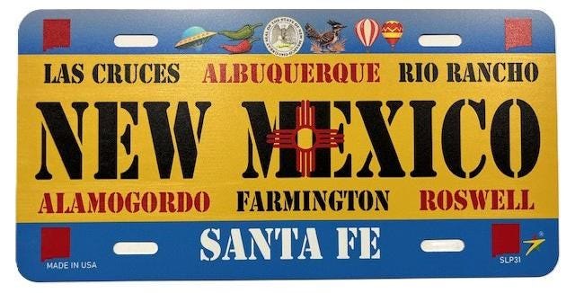 New Mexico - NM State Aluminum License Plate Tag Size - 12"x6" Made in USA
