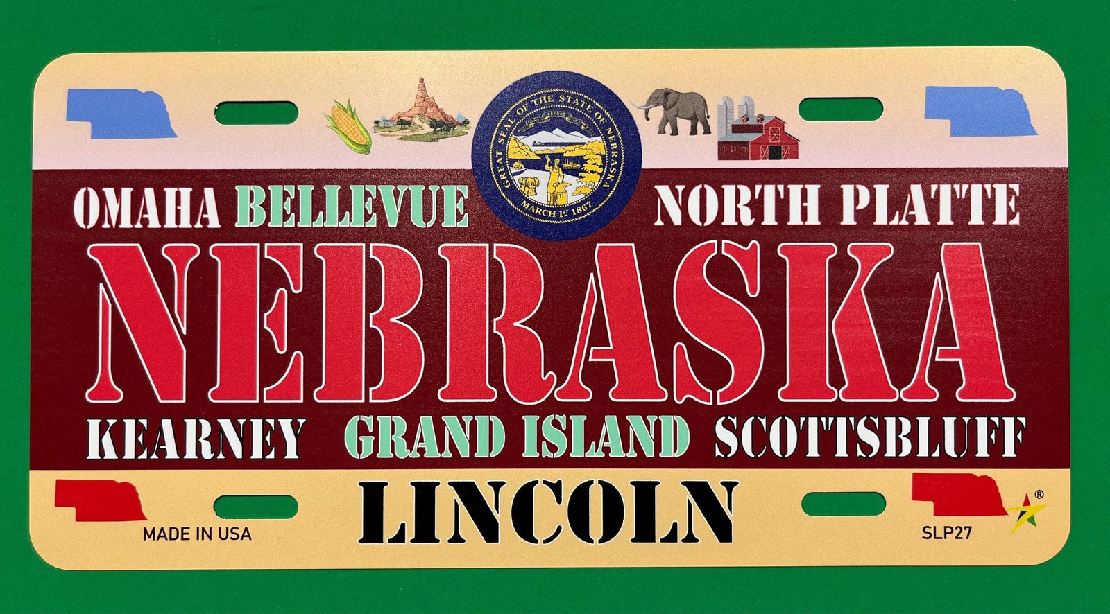 Nebraska - NE State Aluminum License Plate Tag Size - 12"x6" Made in USA