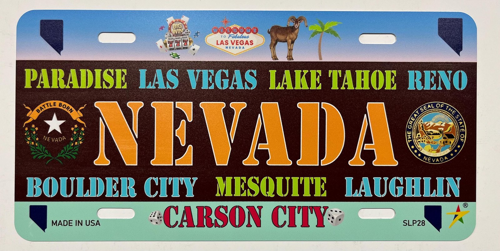 Nevada - NV State Aluminum License Plate Tag Size - 12"x6" Made in USA
