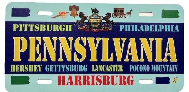 Pennsylvania - PA State Aluminum License Plate Tag Size - 12"x6" Made in USA