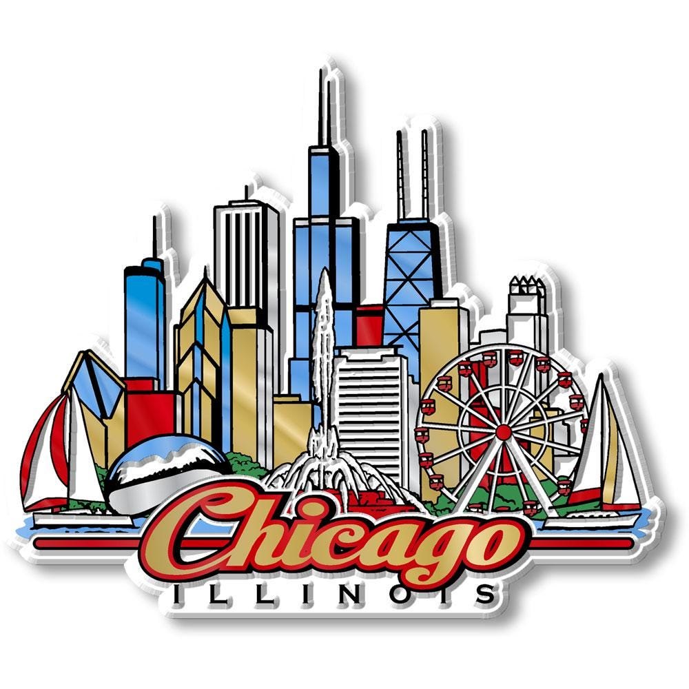 Chicago City IL Collectible Souvenir Fridge Magnet Made in USA