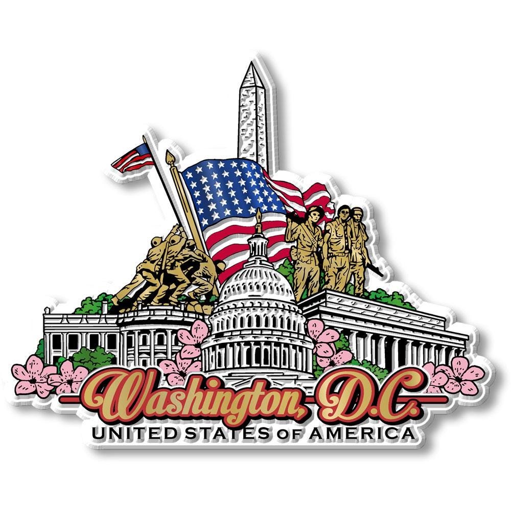 Washington DC City Skyline, DC Collectible Souvenir Fridge Magnet Made in USA