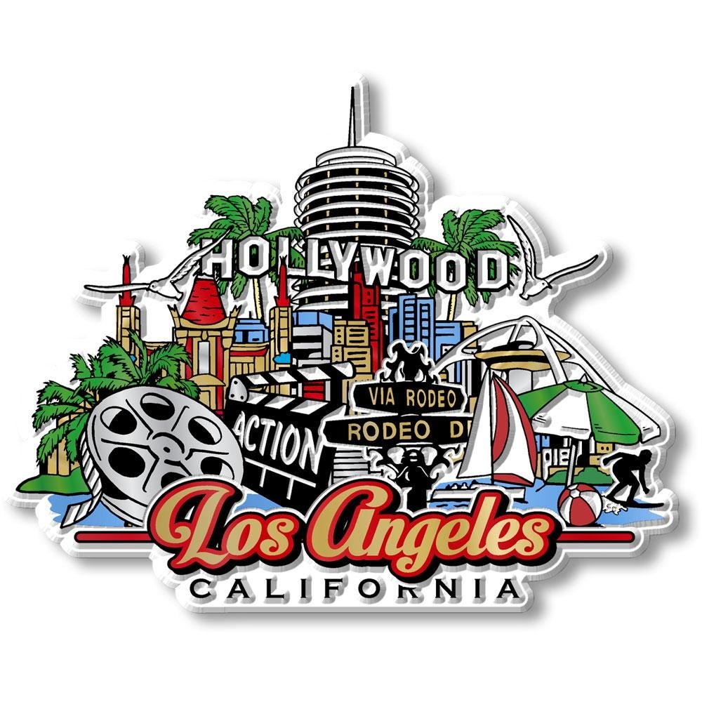 Los Angeles City Skyline, CA Collectible Souvenir Fridge Magnet Made in USA