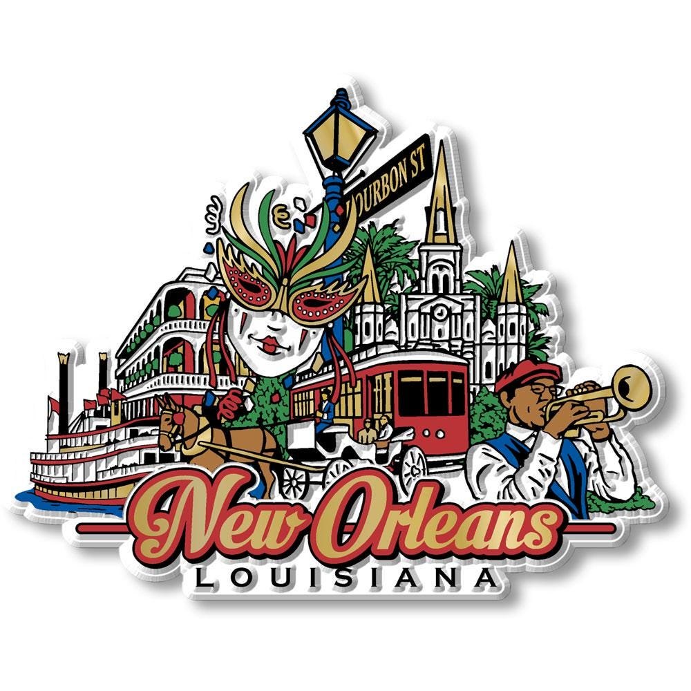 New Orleans City Skyline, LA Collectible Souvenir Fridge Magnet Made in USA