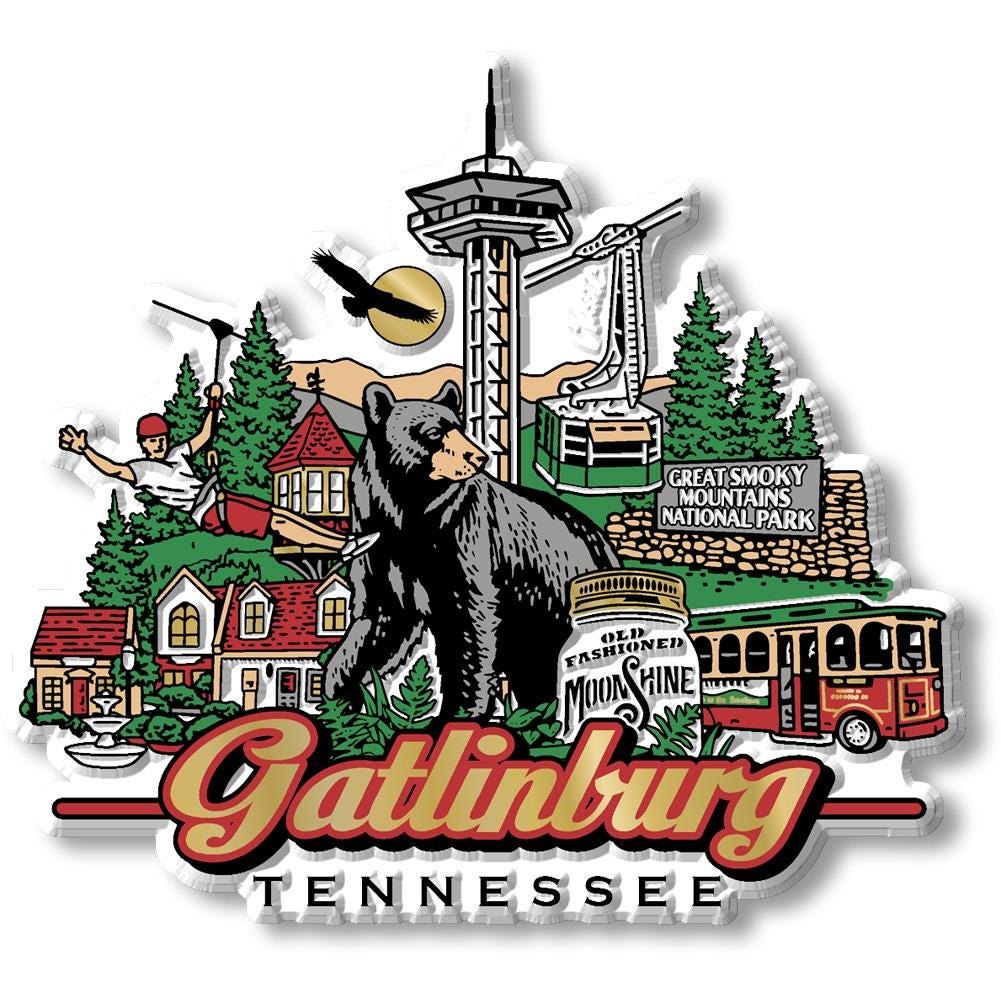 Gatlinburg City Skyline, TN Collectible Souvenir Fridge Magnet Made in USA