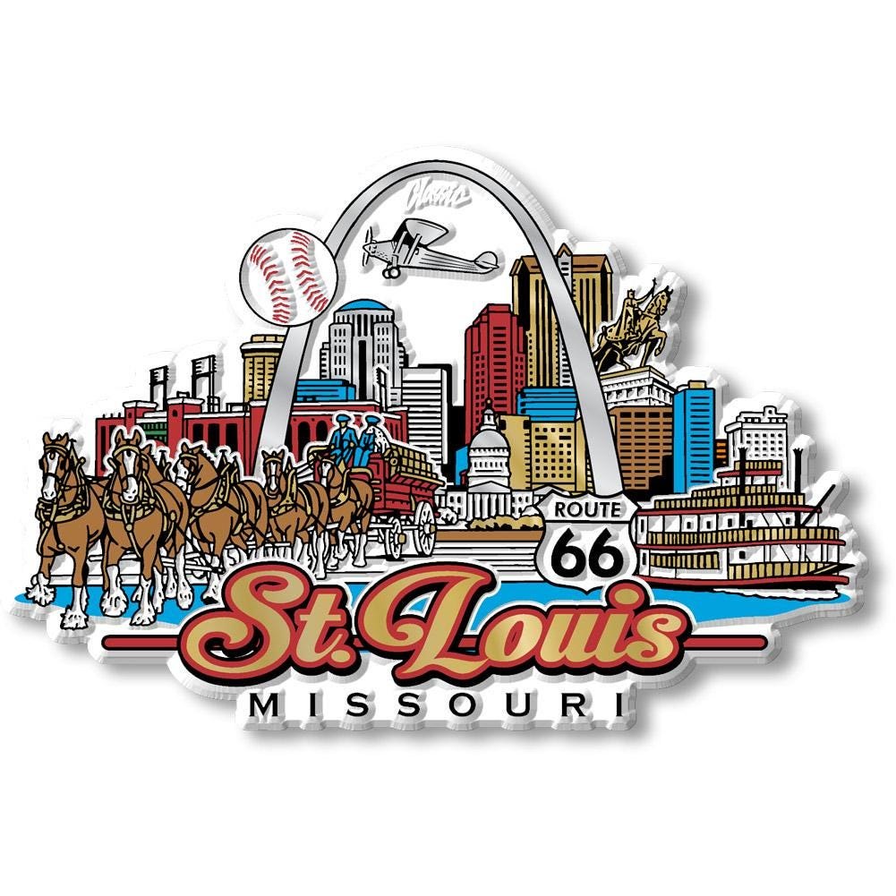 St. Louis City Skyline, MO Collectible Souvenir Fridge Magnet Made in USA
