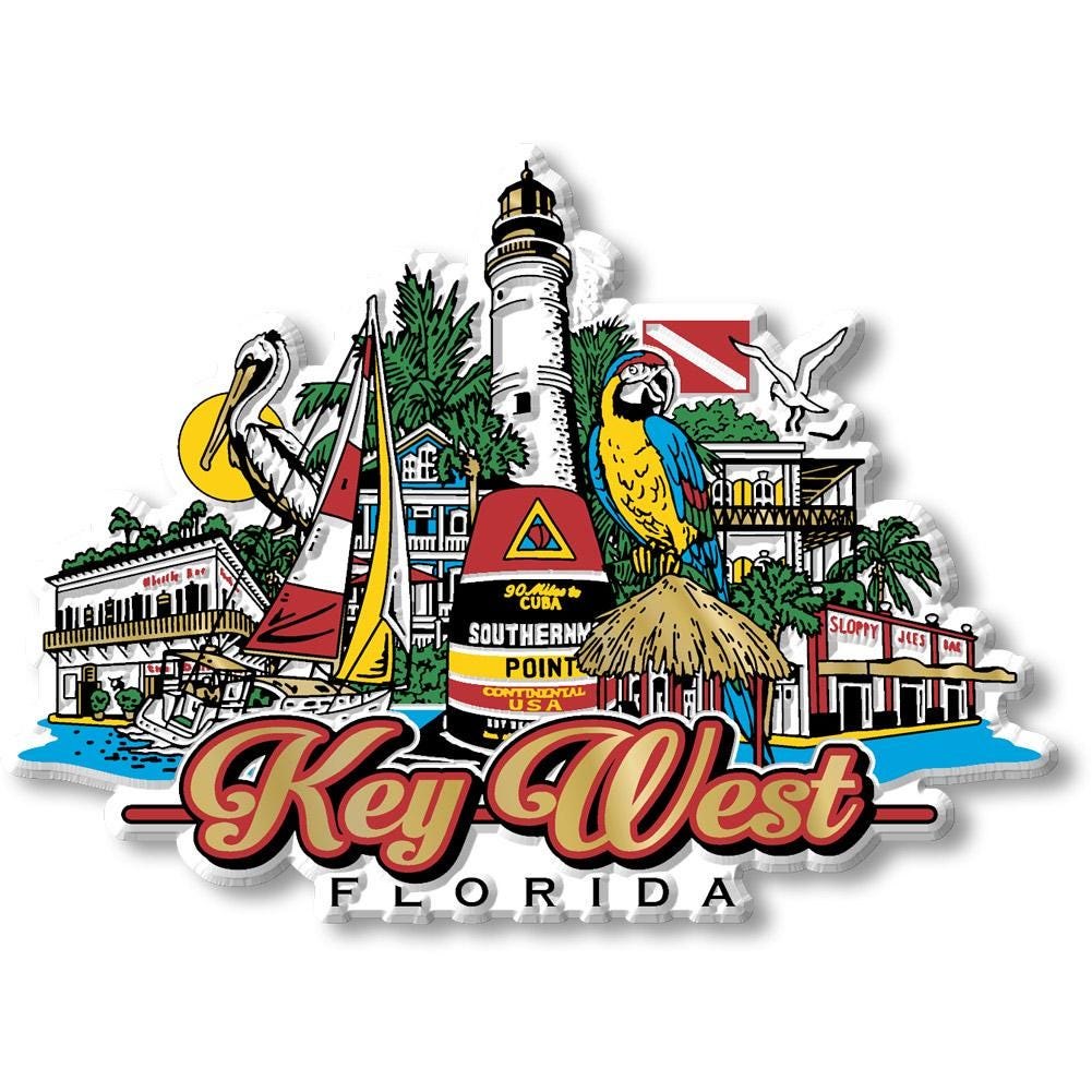 Key West City Skyline, FL Collectible Souvenir Fridge Magnet Made in USA