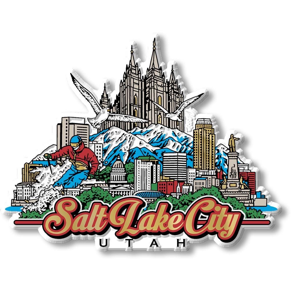 Salt Lake City, City Skyline, MO Collectible Souvenir Fridge Magnet Made in USA