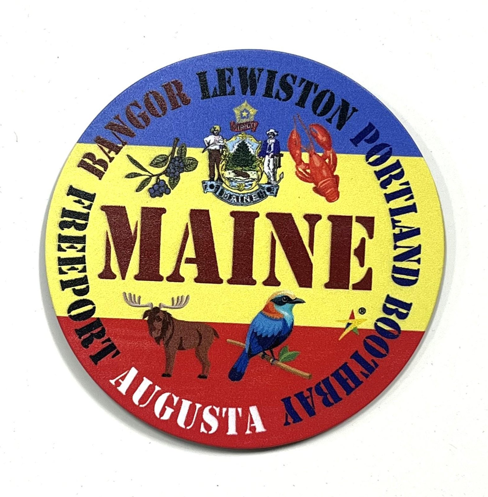Maine - Ohio Premium State Flexible Magnet 3" Round Collectible Souvenir Made in the USA