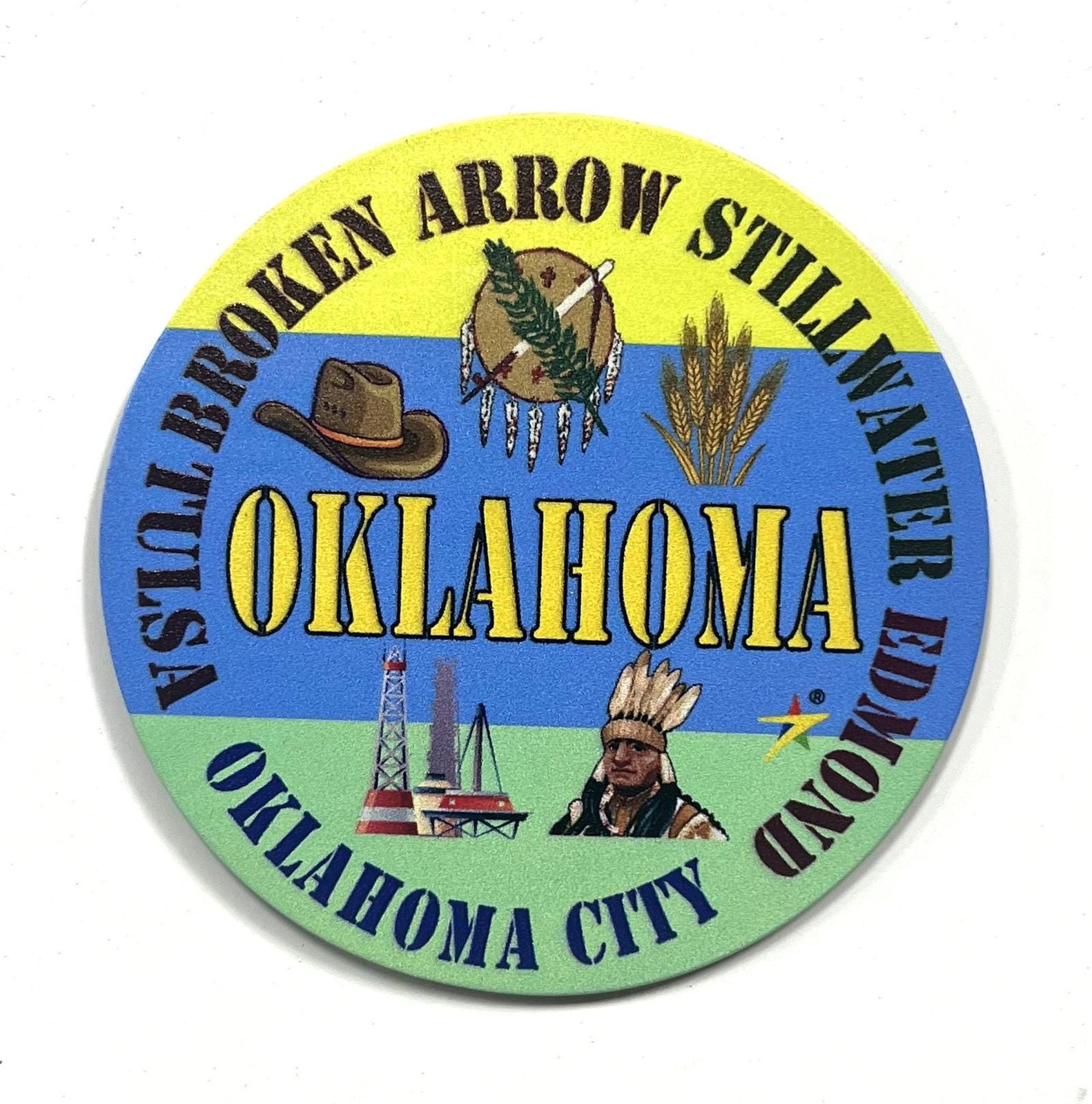 Oklahoma to Washington DC Premium State Flexible Magnet 3" Round Collectible Souvenir Made in the USA