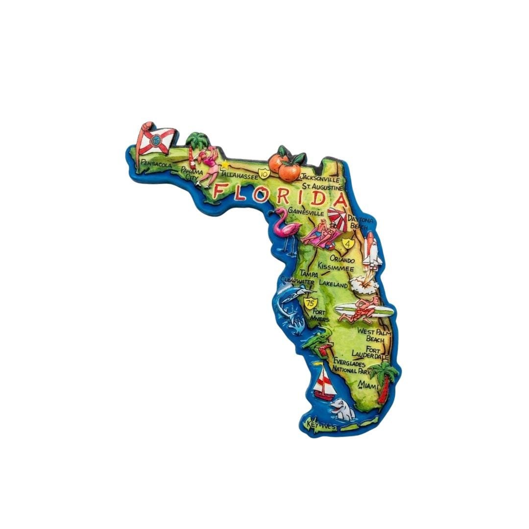 Florida 3D State-Shaped Flexible Souvenir Magnet
