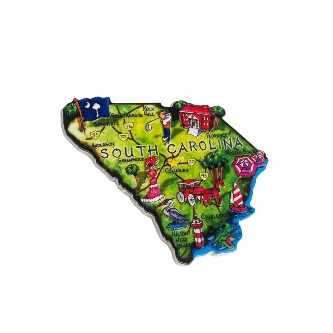 South Carolina 3D State-Shaped Flexible Souvenir Magnet