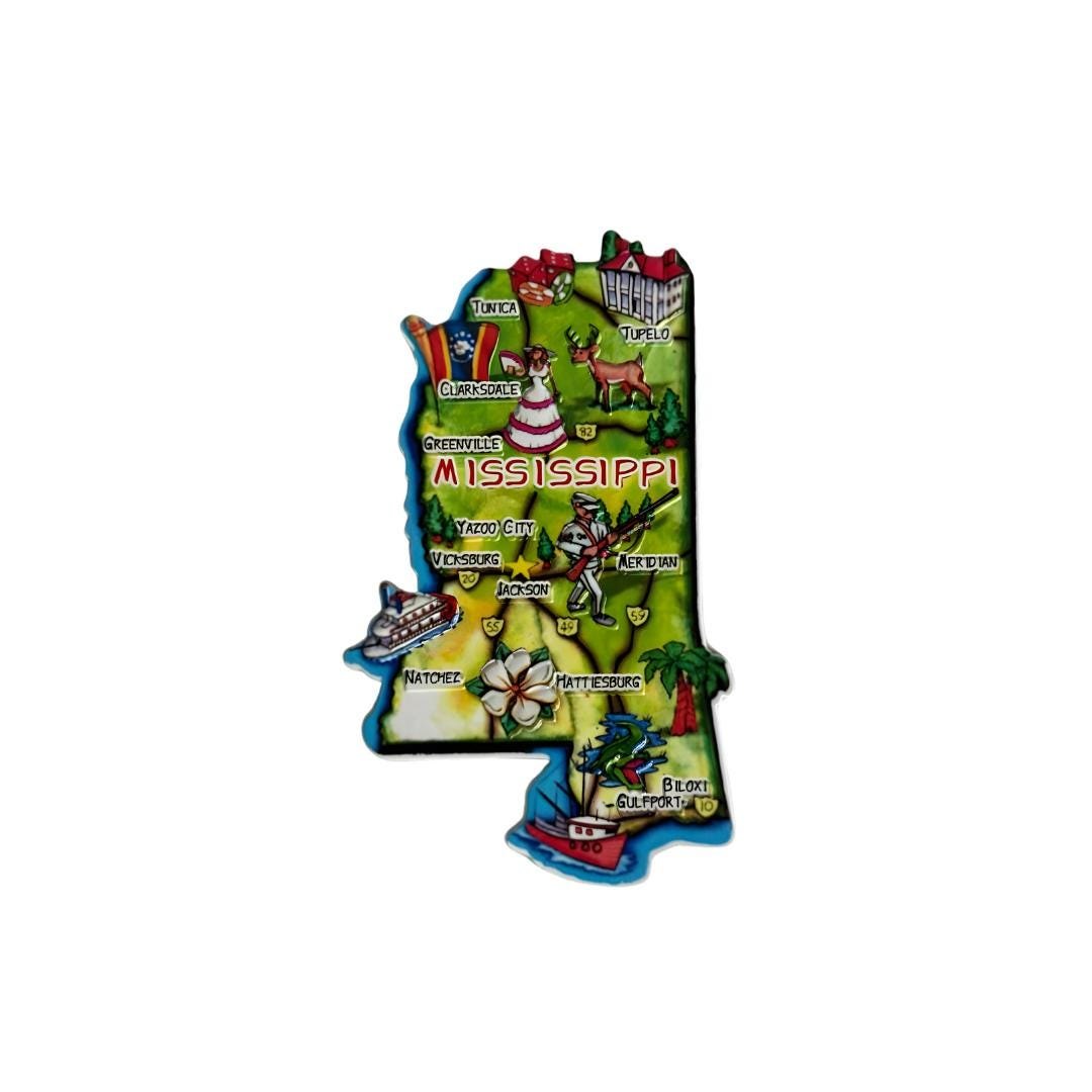 Mississippi 3D State-Shaped Flexible Souvenir Magnet