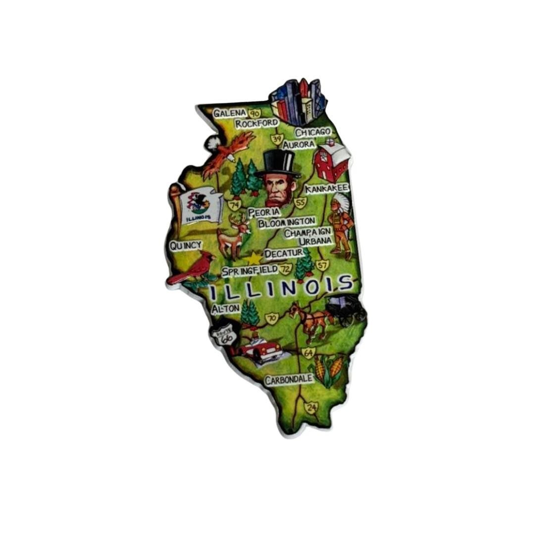 Illinois 3D State-Shaped Flexible Souvenir Magnet