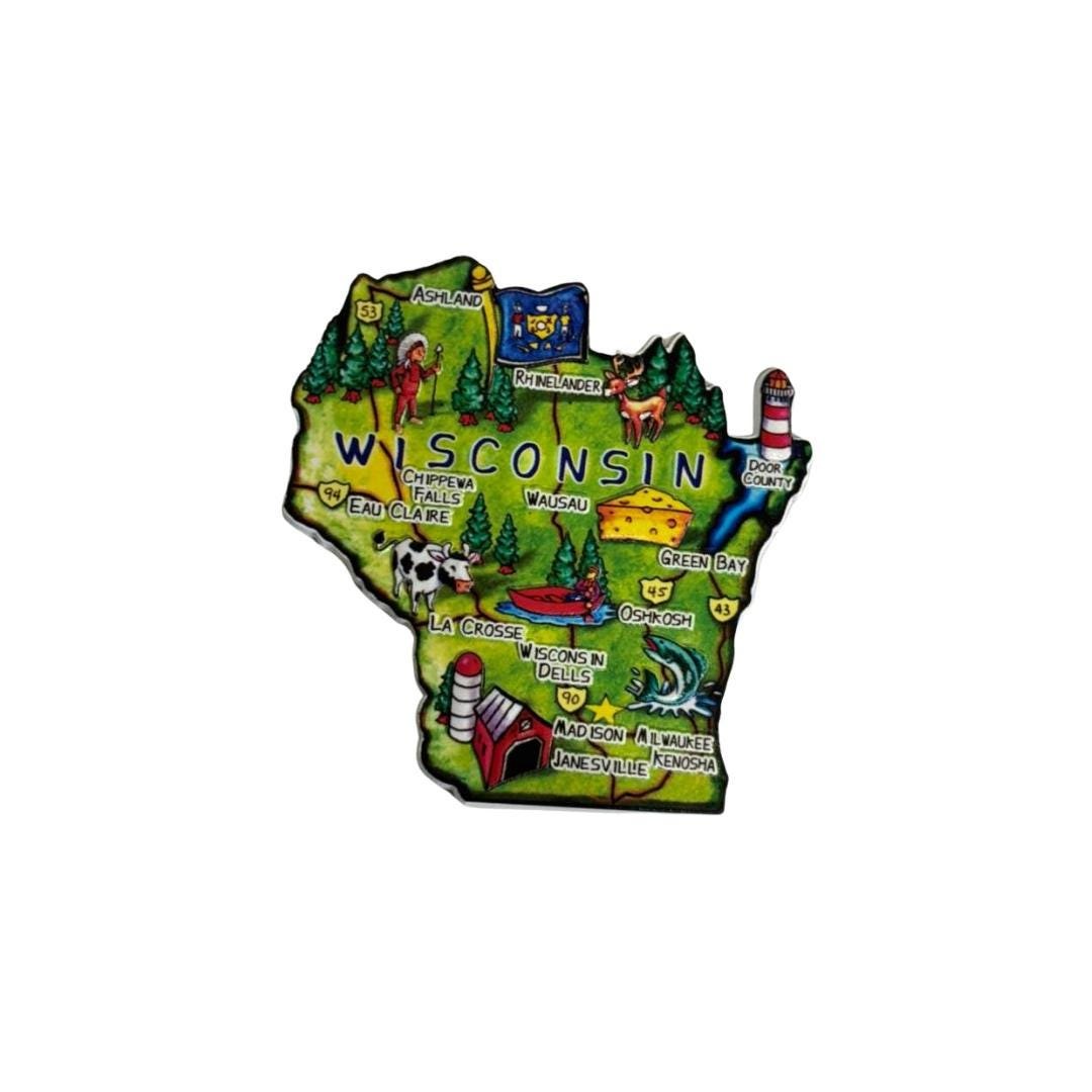 Wisconsin 3D State-Shaped Flexible Souvenir Magnet