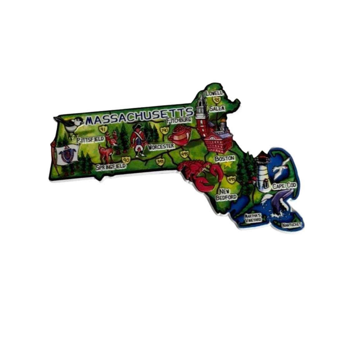 Massachusetts 3D State-Shaped Flexible Souvenir Magnet
