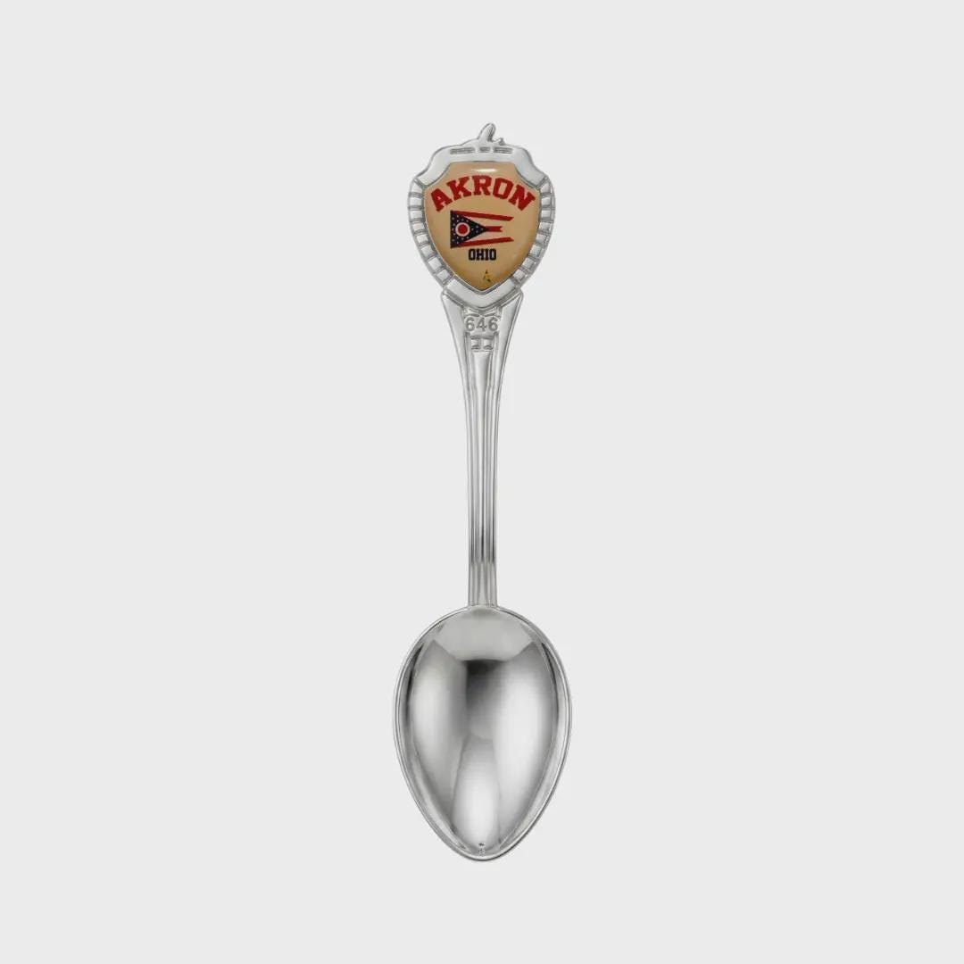 Akron Ohio Mini Spoon Collectible Souvenir 3.4"