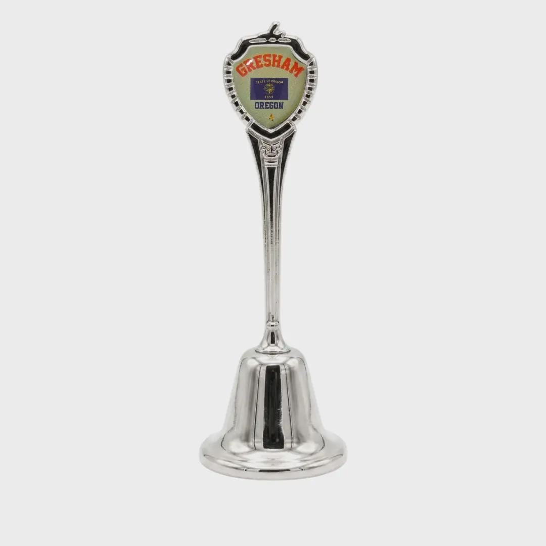 Gresham Oregon Collectible Souvenir Metal Zinc Long Bell