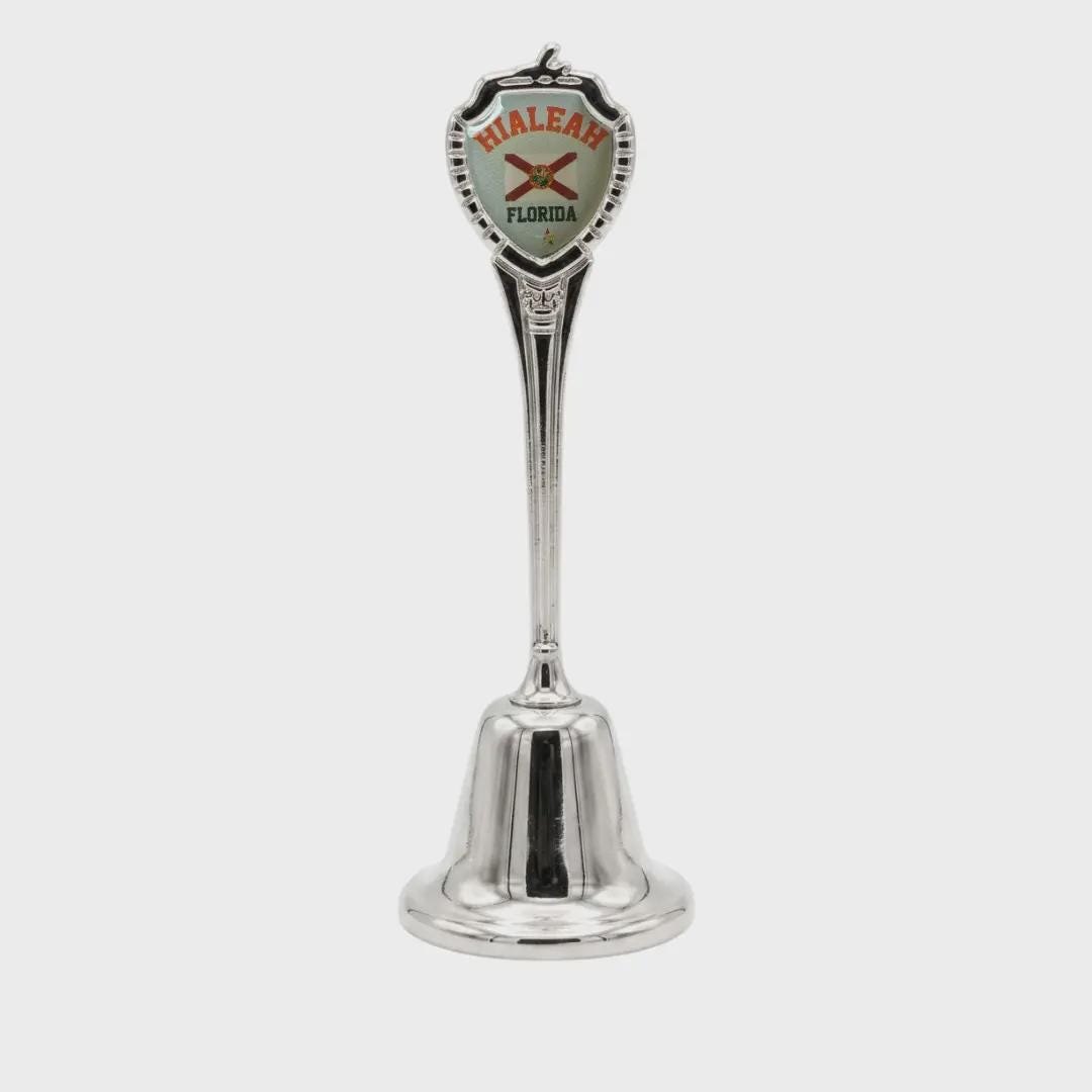 Hialeah Florida Collectible Souvenir Metal Zinc Long Bell