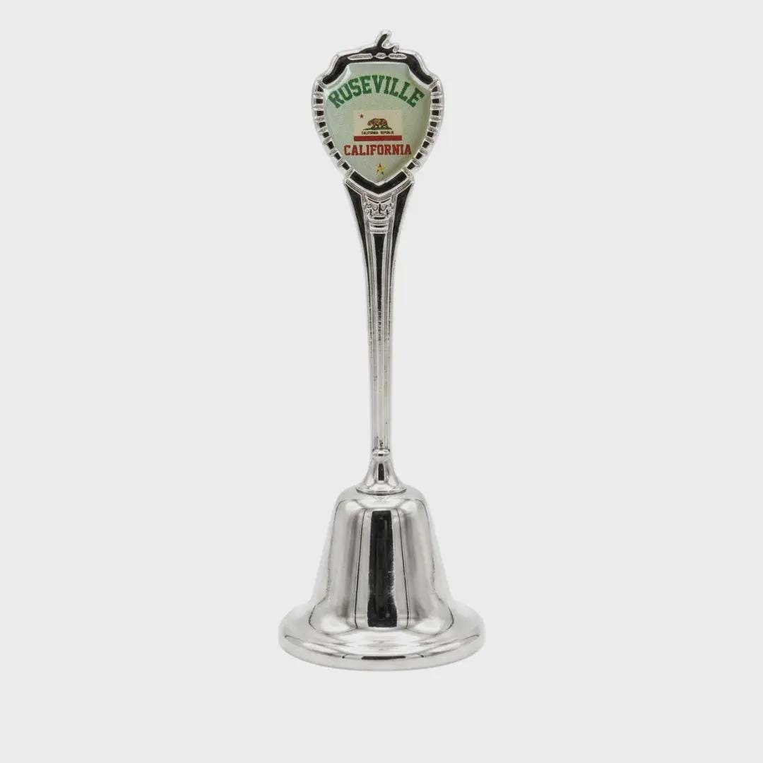 Roseville California Souvenir Metal Zinc Long Bell