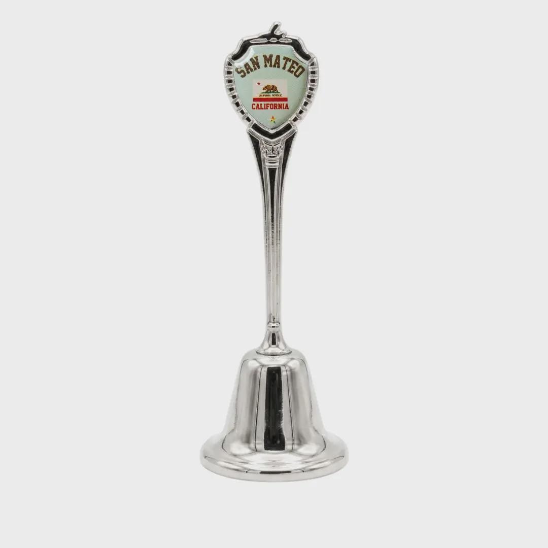 San Mateo California Souvenir Metal Zinc Long Bell