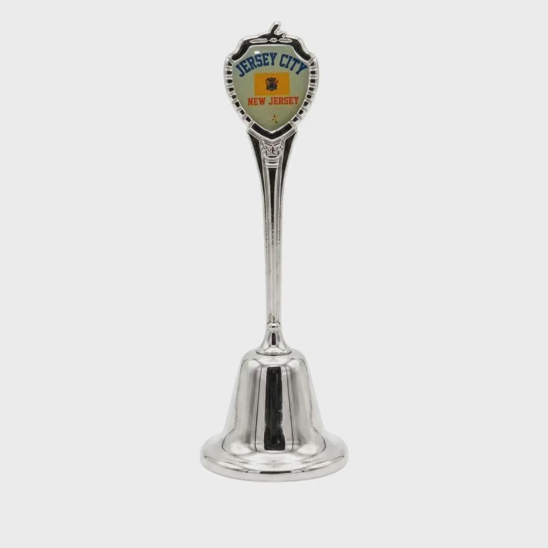 Jersey City New Jersey Souvenir Metal Zinc Long Bell