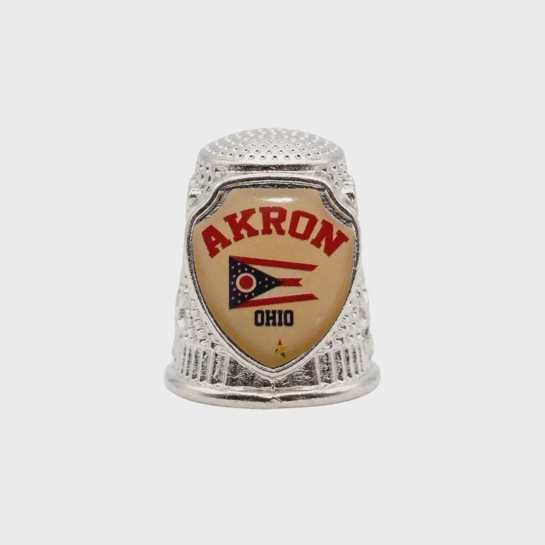Akron Ohio Collectible Souvenir Metal Zinc Thimble