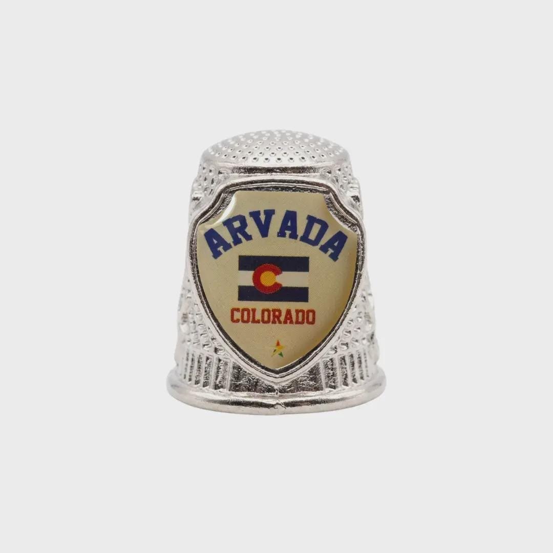 Arvada Colorado Collectible Souvenir Metal Zinc Thimble
