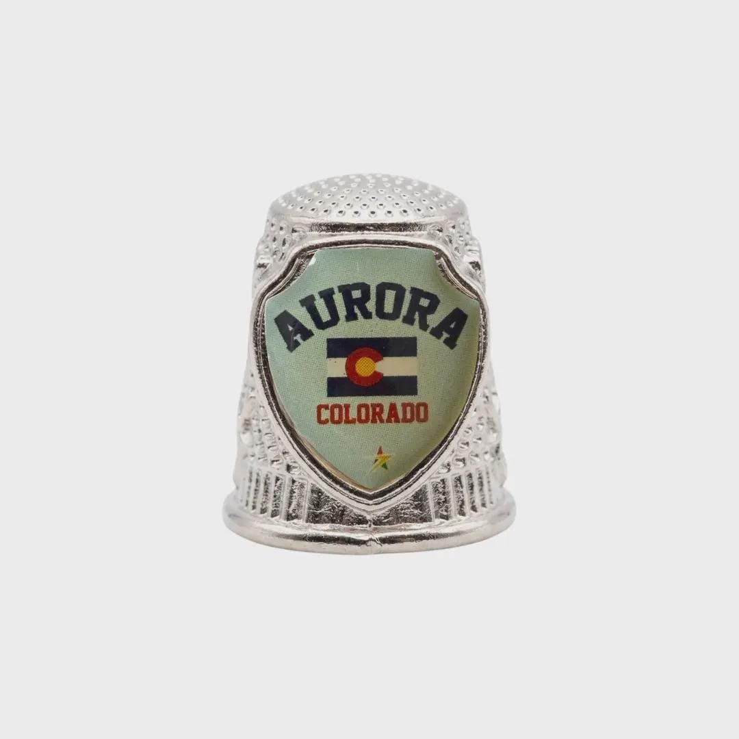 Aurora Colorado Collectible Souvenir Metal Zinc Thimble