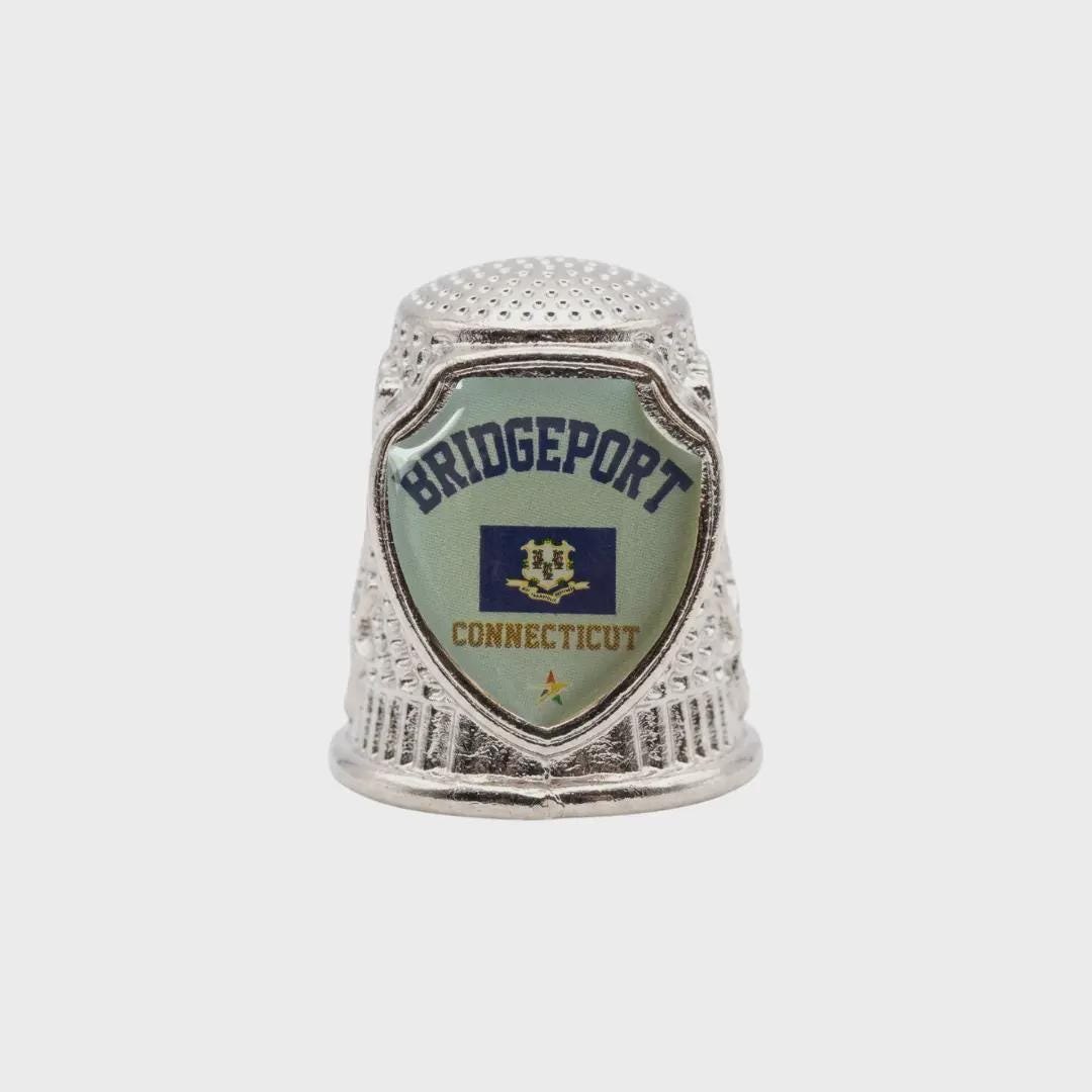 Bridgeport Connecticut Souvenir Metal Zinc Thimblee