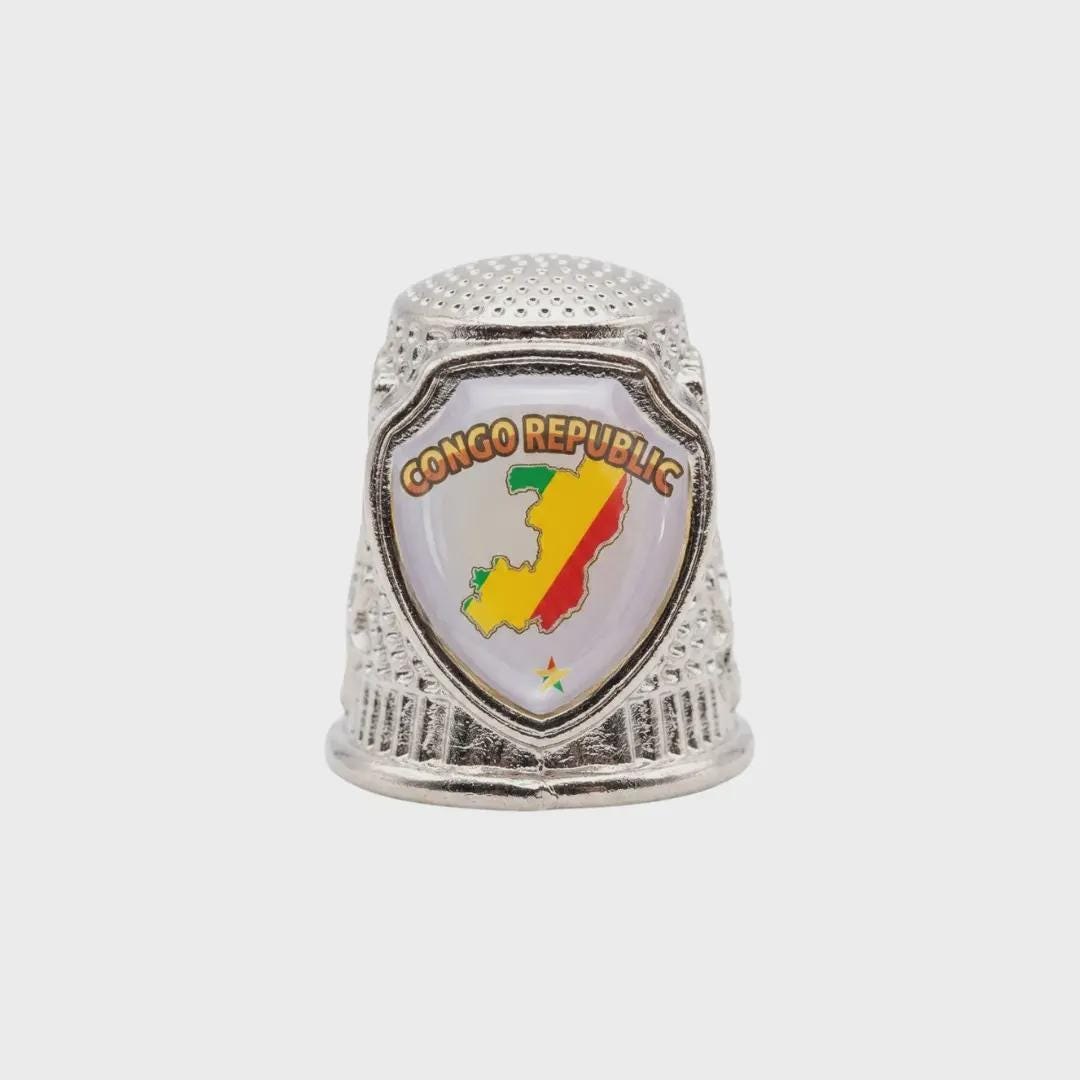 Congo Republic Collectible Souvenir Metal Zinc Thimble