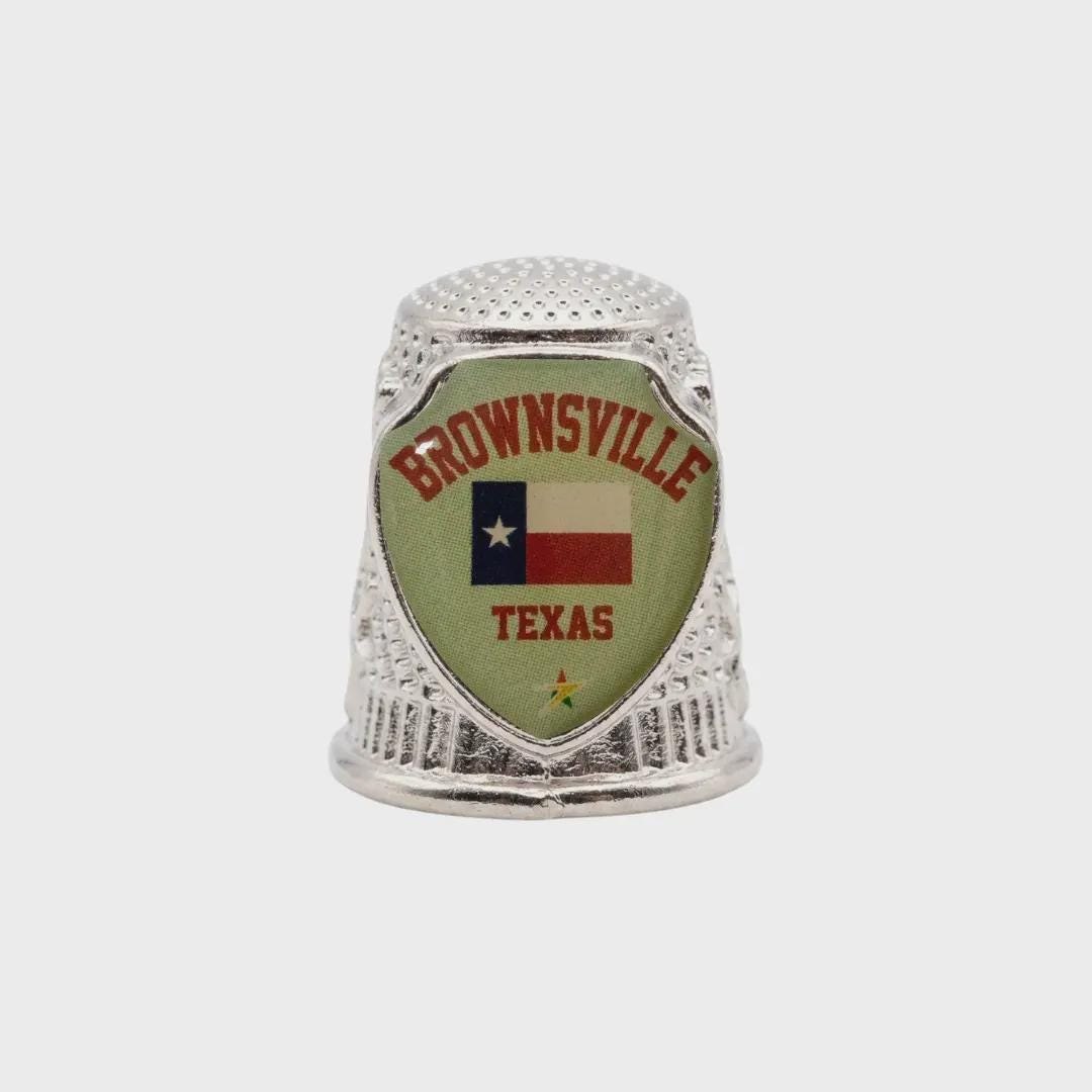 Brownsville Texas Collectible Souvenir Metal Zinc Thimble