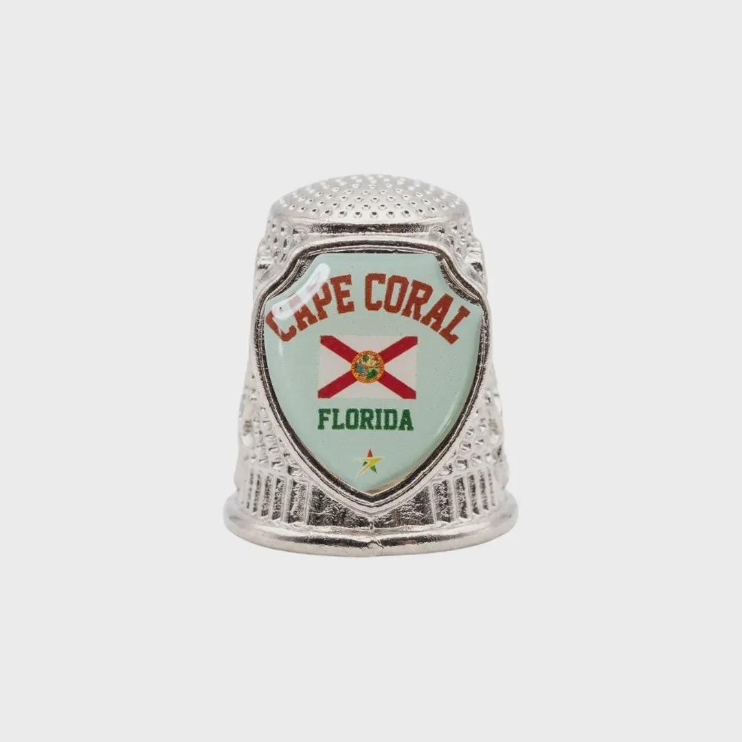 Cape Coral Florida Collectible Souvenir Metal Zinc Thimble