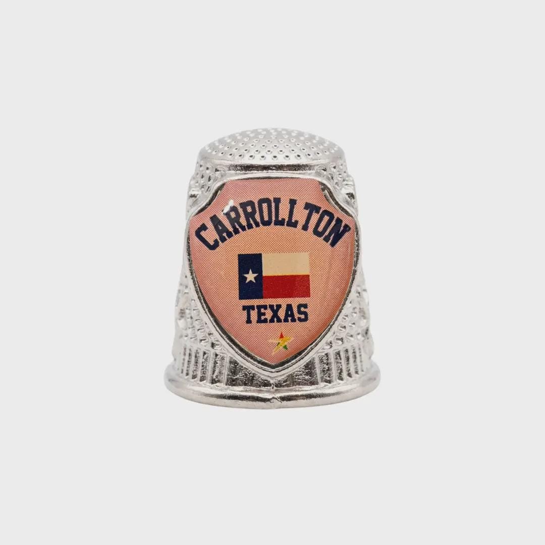 Carrollton Texas Collectible Souvenir Metal Zinc Thimble