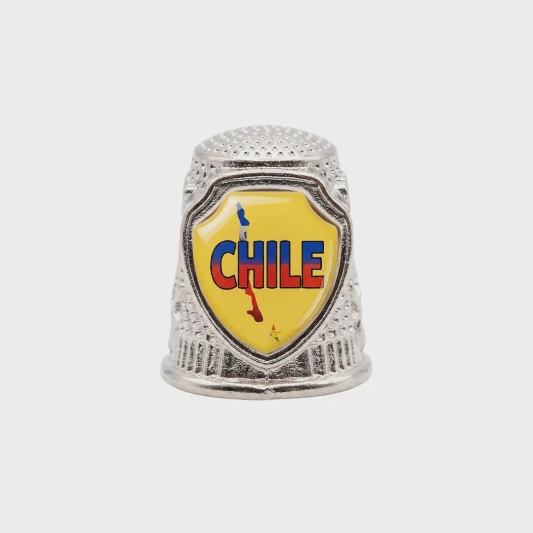 Chile Collectible Souvenir Metal Zinc Thimble