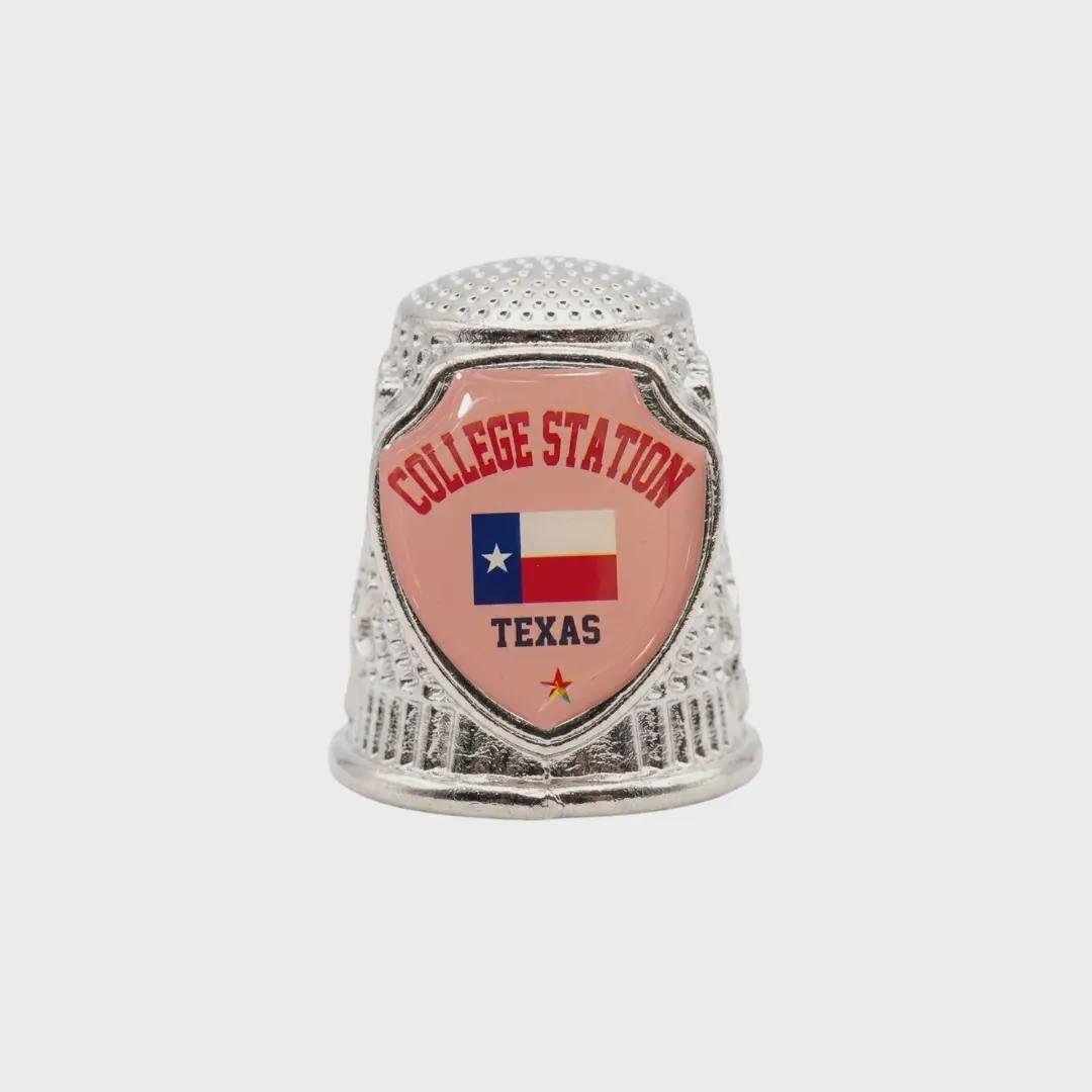 College Station TexasCollectible Souvenir Metal Zinc Thimble