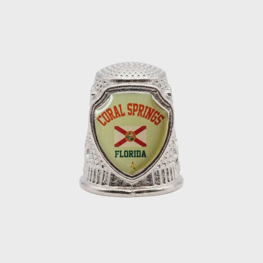 Coral Springs Florida Collectible Souvenir Metal Zinc Thimble