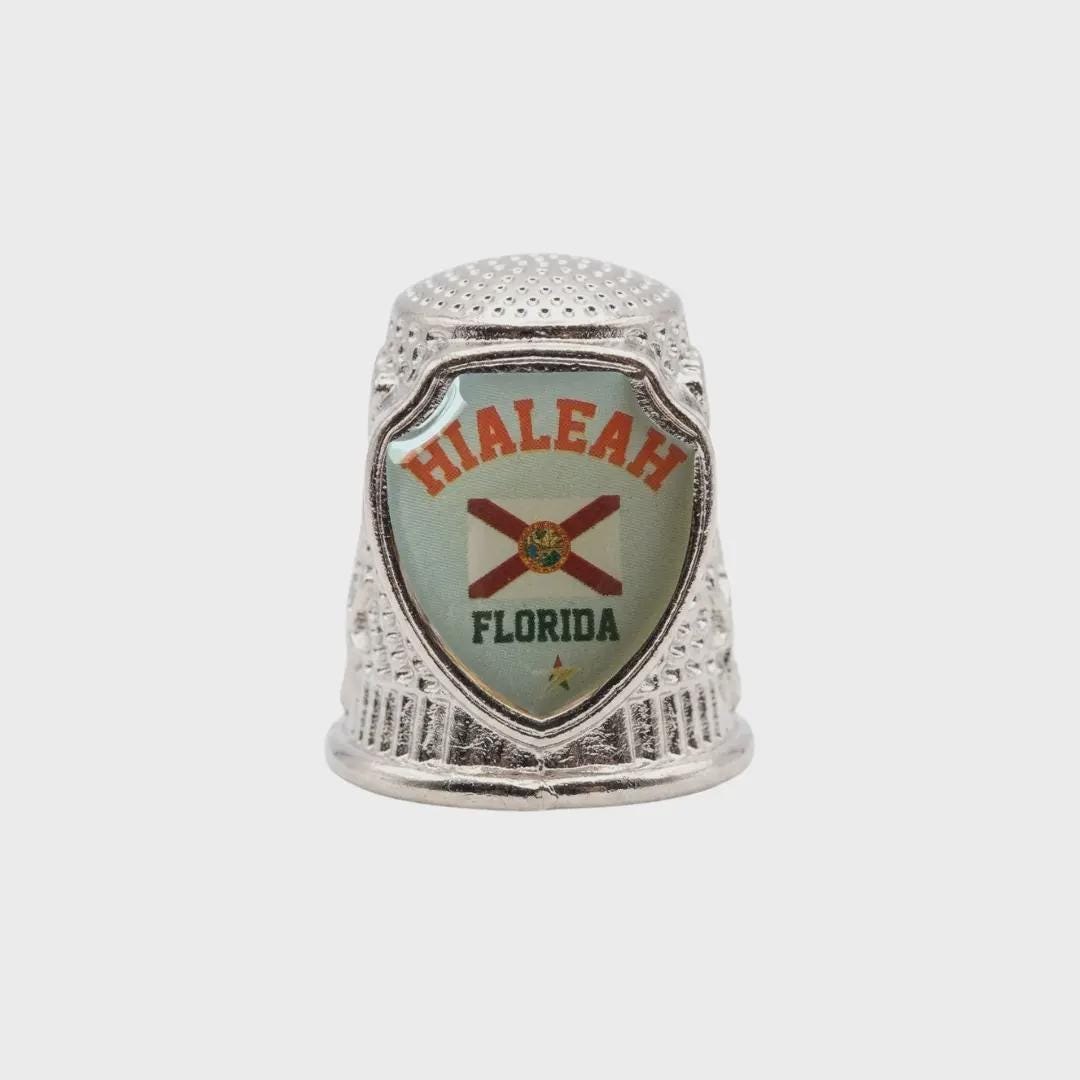 Hialeah Florida Collectible Souvenir Metal Zinc Thimble