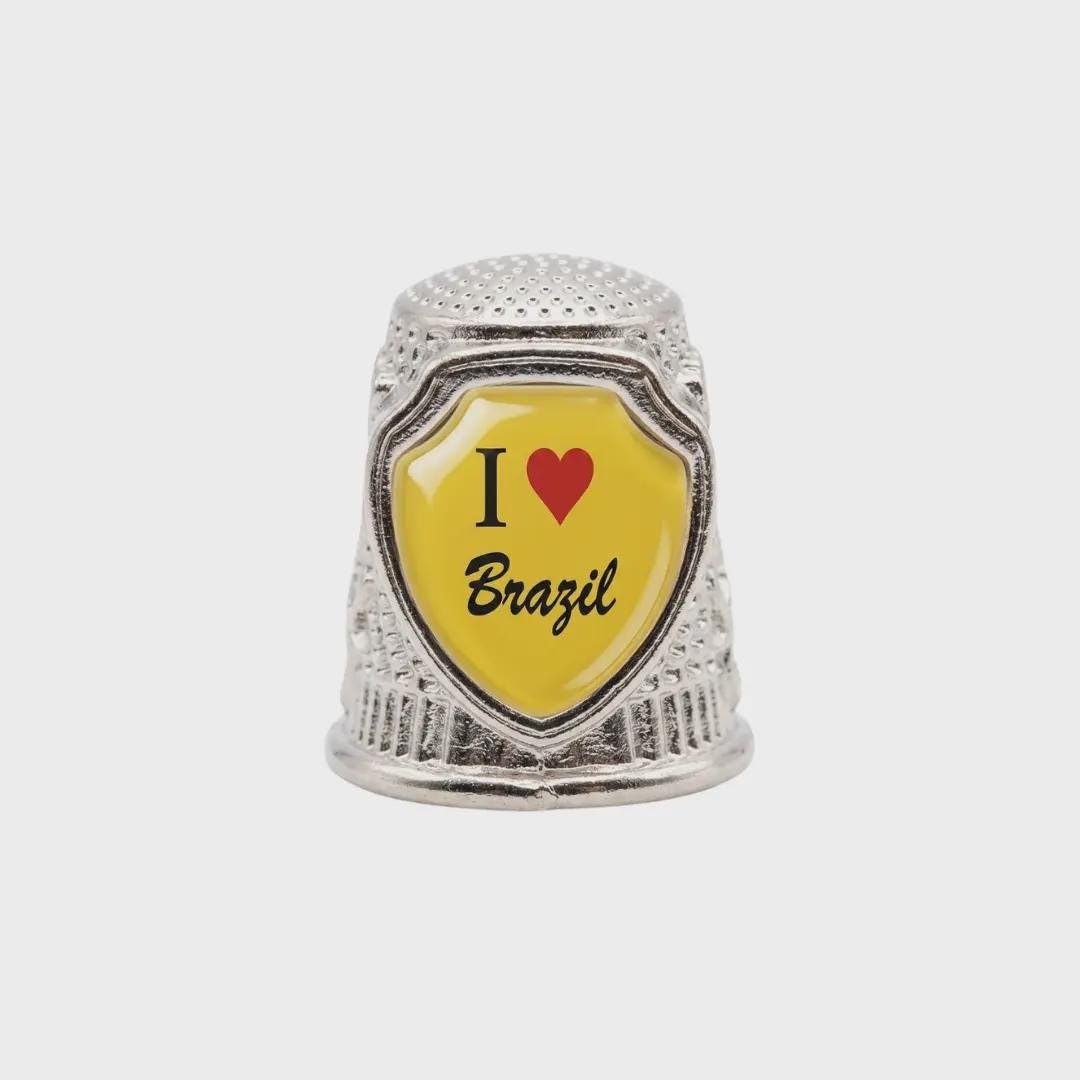 I Love Brazil Collectible Souvenir Metal Zinc Thimble