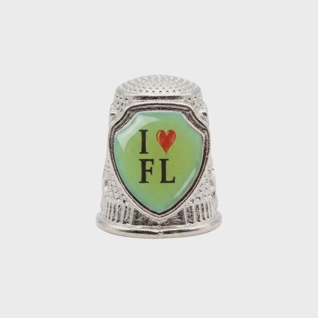 I Love Florida Collectible Souvenir Metal Zinc Thimble