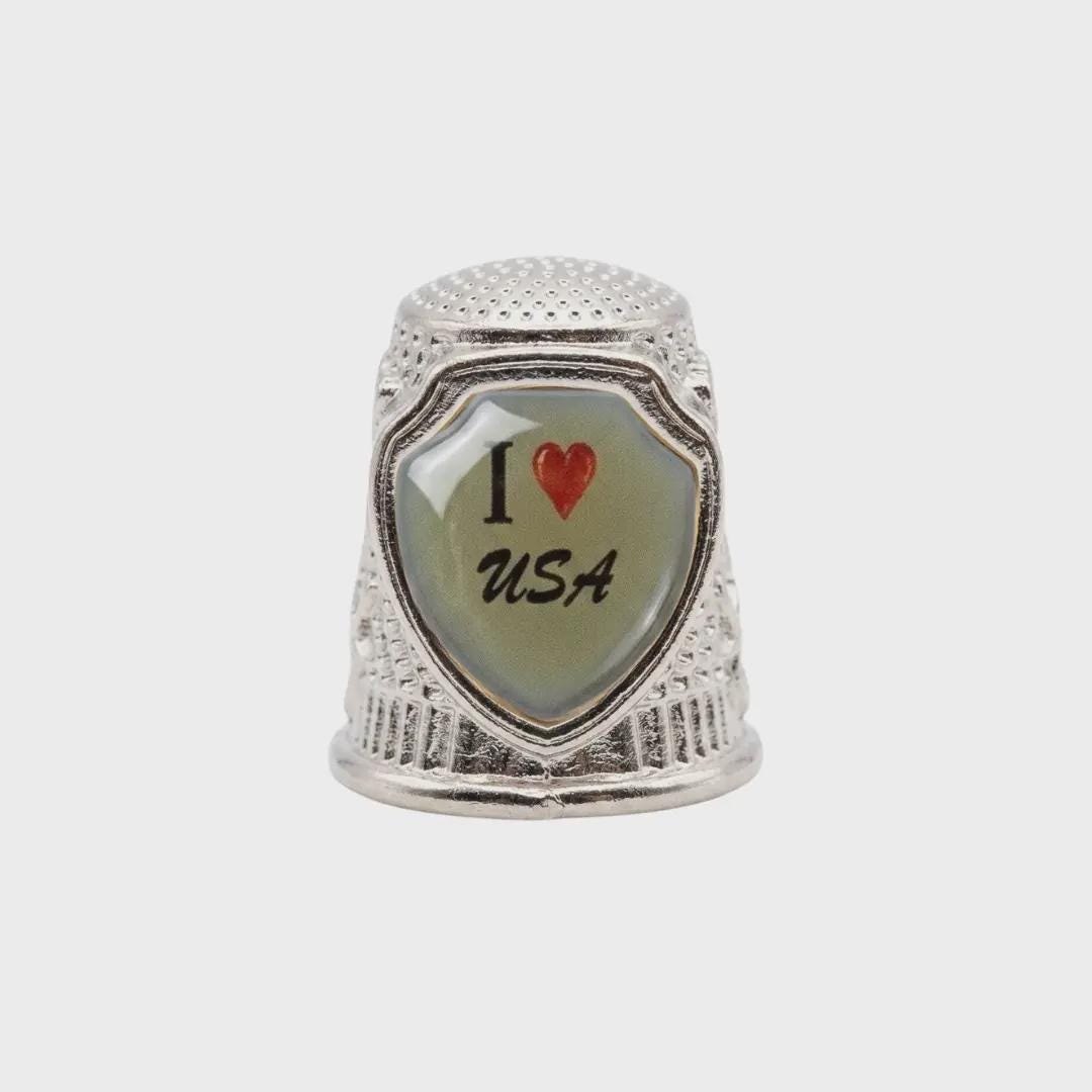 I Love USA Collectible Souvenir Metal Zinc Thimble