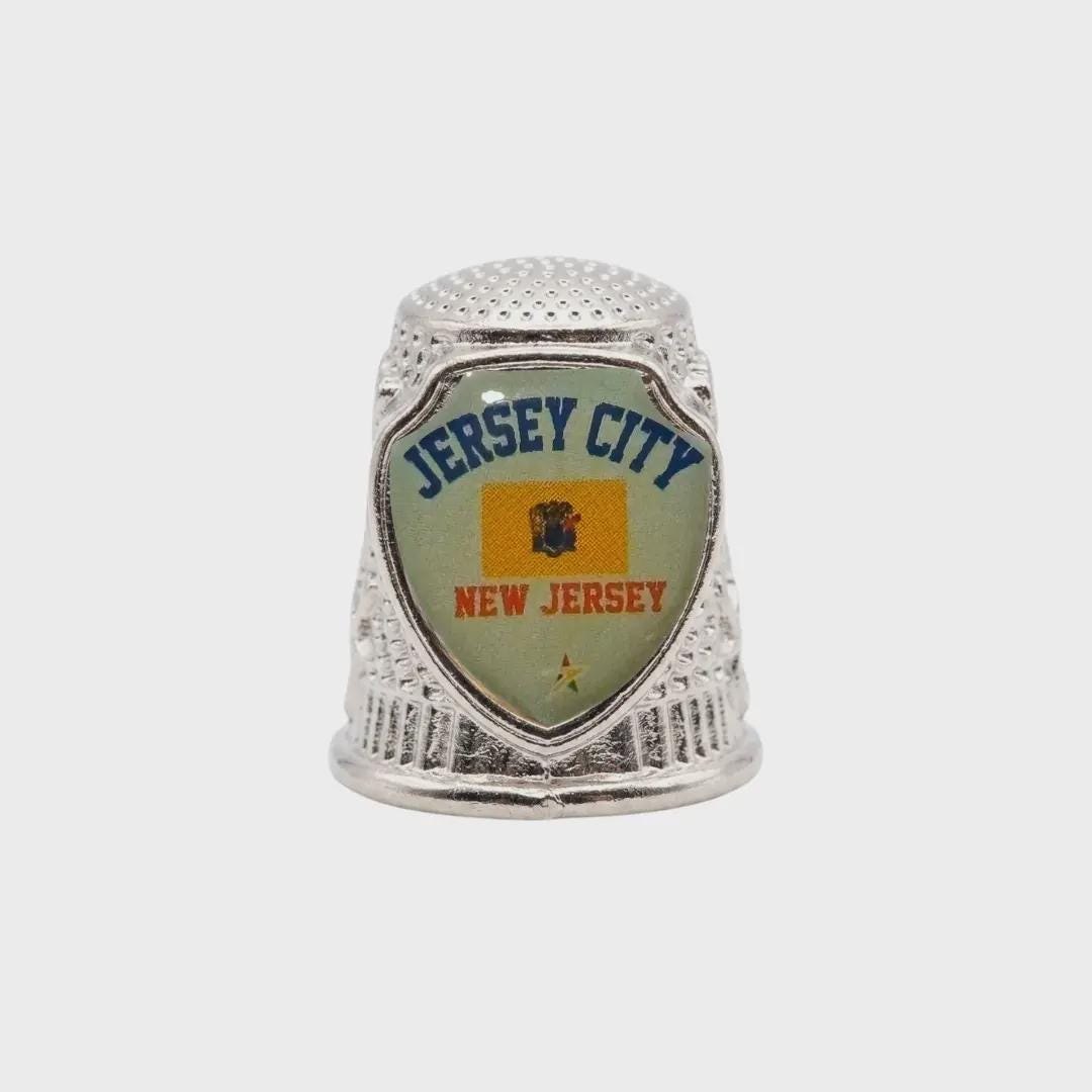 Jersey City New Jersey Souvenir Metal Zinc Thimble