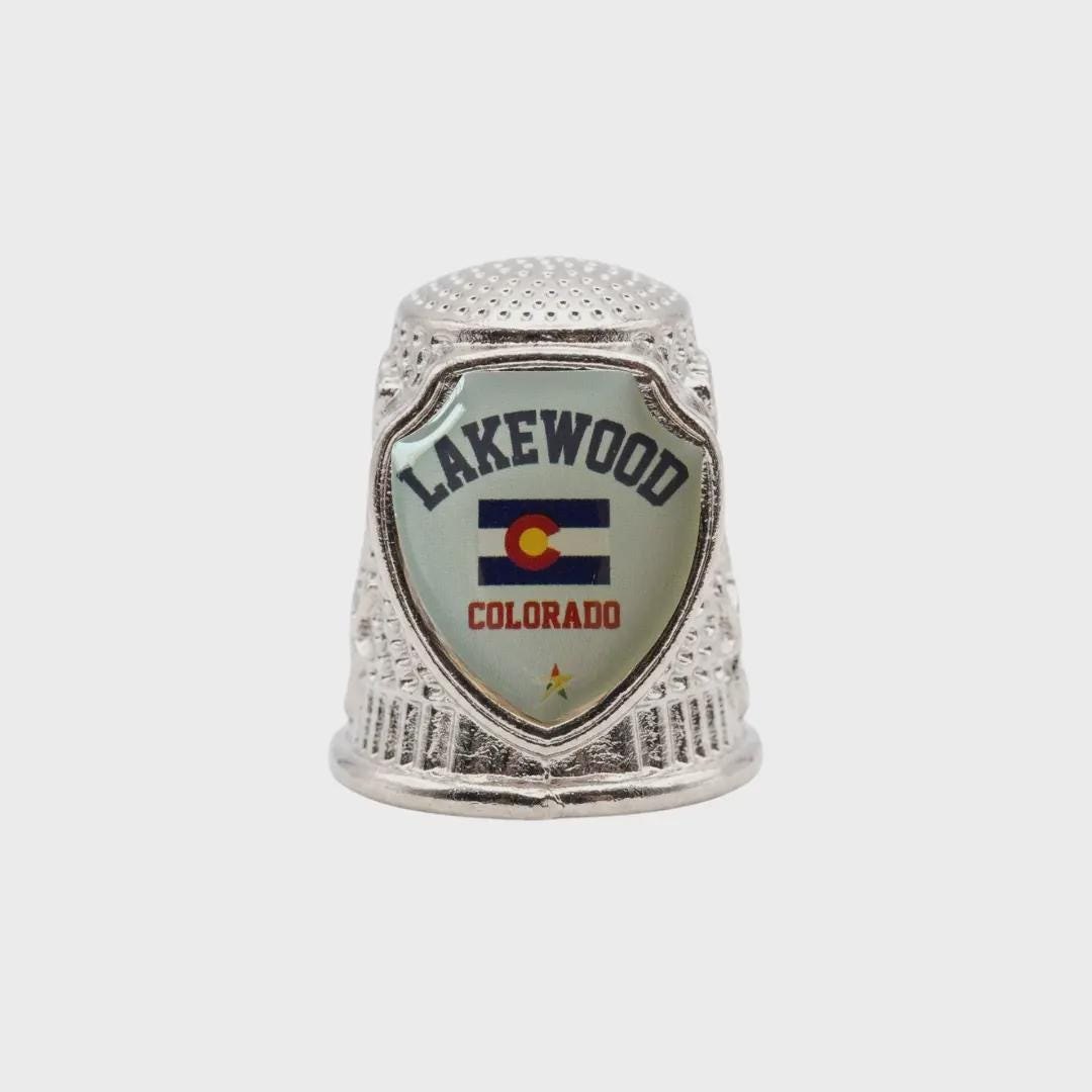 Lakewood Colorado Collectible Souvenir Metal Zinc Thimble