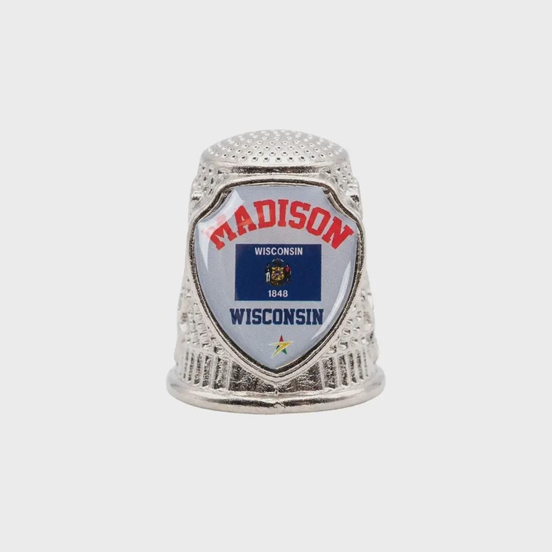 Madison - Wisconsin Collectible Souvenir Metal Zinc Thimble