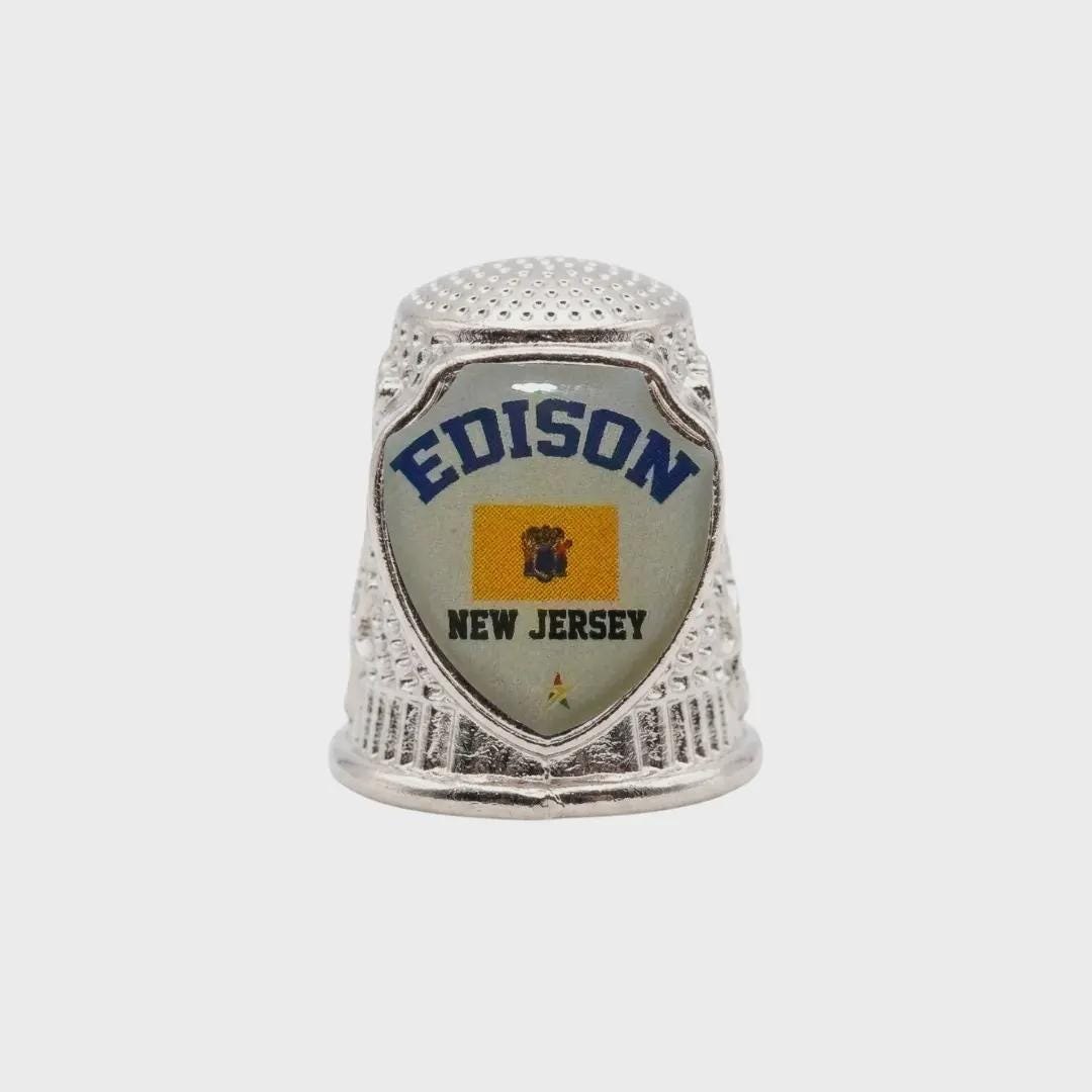 Edison New Jersey Collectible Souvenir Metal Zinc Thimble