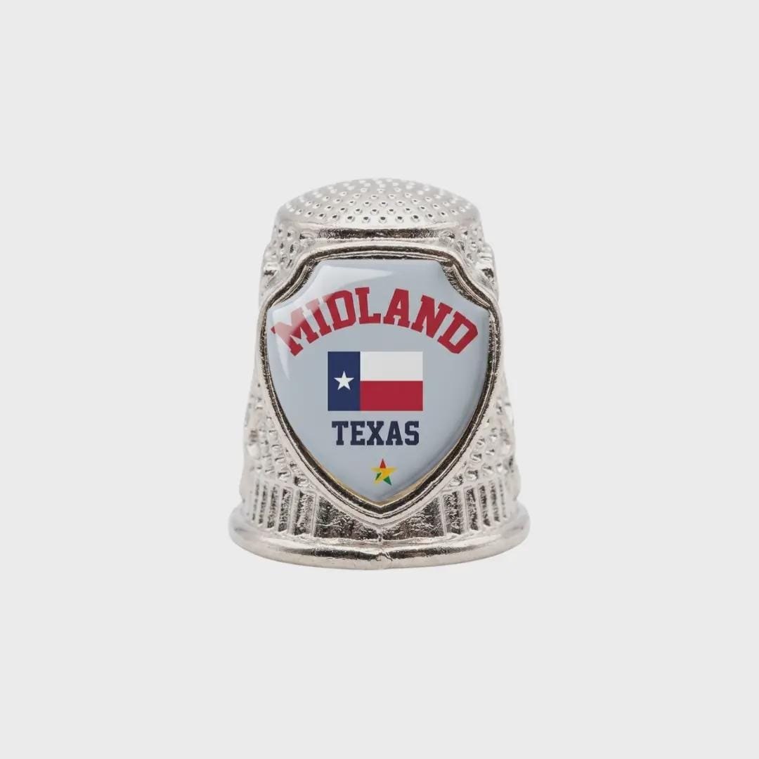 Midland Texas Collectible Souvenir Metal Zinc Thimble