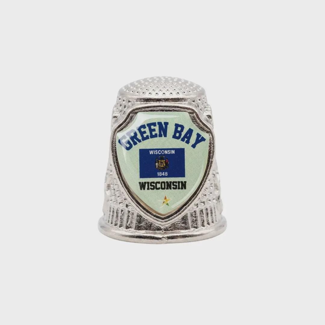 Green Bay Wisconsin Collectible Souvenir Metal Zinc Thimble