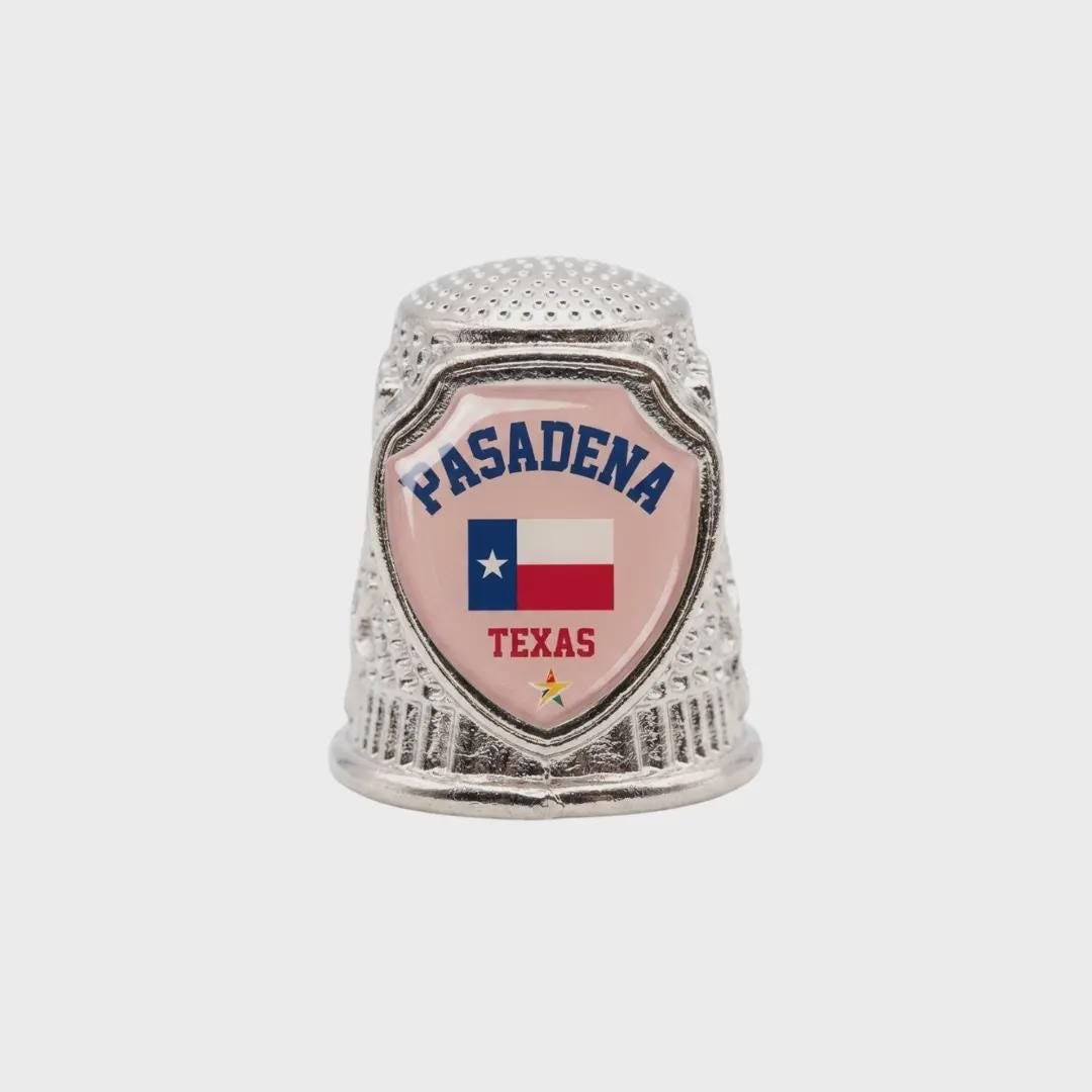 Pasadena Texas Collectible Souvenir Metal Zinc Thimble