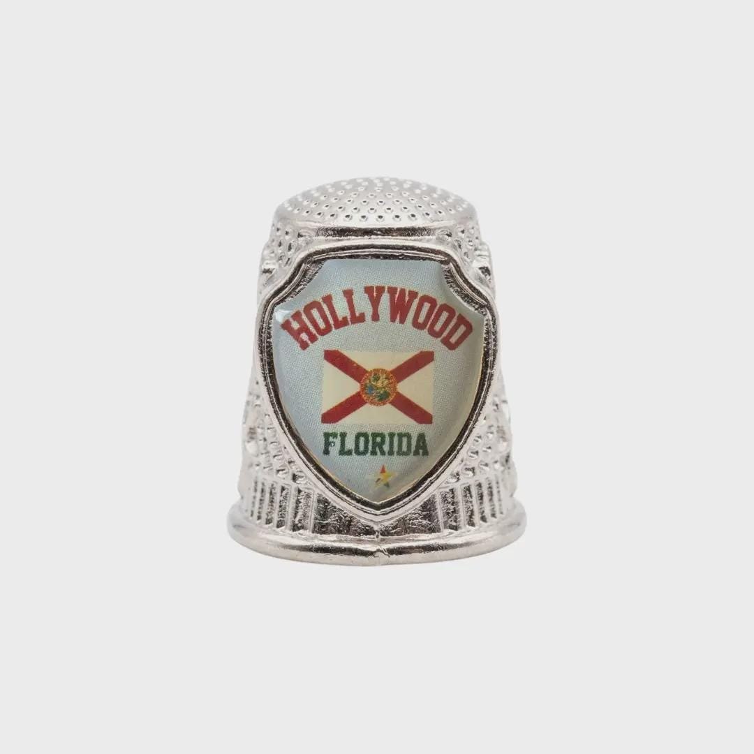 Hollywood Florida Collectible Souvenir Metal Zinc Thimble